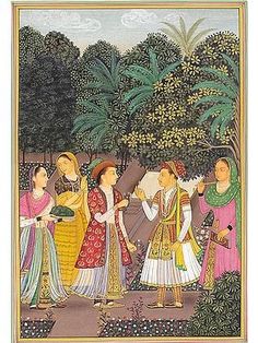 Jahangir with Nurjahan in Royal Garden Ragamala Paintings, Indian Miniatures, Corpus Museum, Shree Radha, Pakistani Art, Indian Miniature, Ancient Asia, Mughal Paintings, Art Indian