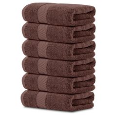 six towels stacked on top of each other in chocolate brown color with checkered pattern