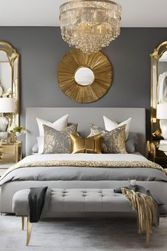 #BEAUTY ,#REALATIONSHIPS #Fashion #Outfits #Winter Outfits #Animals Grey Black And Gold Bedroom, Gold Bedroom Aesthetic, Glam Bedroom Ideas, Bedroom Inspiration Cozy, Bedroom 2024, Cozy Up Your Home