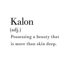 the words kalon adj are written in black and white