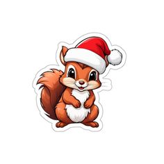 This festive critter is a great addition to any gift or card this Christmas season . Add this Holiday Squirrel Sticker on the top of your holiday list! Made with high quality white vinyl, this decal delivers great looks that are water, scratch, and UV-resistant. With a removable adhesive that doesn't leave residue, each piece is easy to apply on a clean surface.  - Printed in a 3in by 3in frame, the actual sticker is slightly smaller. - Water, scratch and UV resistant - Removable adhesive without residue Squirrel Christmas Card, Squirrel Sticker, Squirrel Christmas, Holiday List, White Vinyl, Christmas Season, Christmas Seasons, Labels & Tags, Animal Drawings