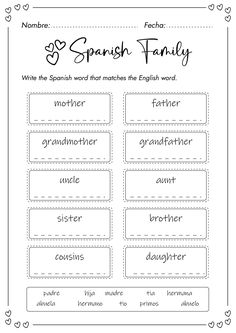 the spanish family worksheet