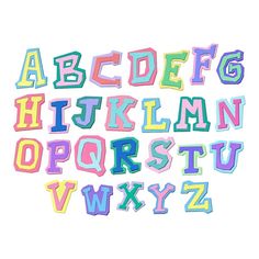 the letters are made up of different colors