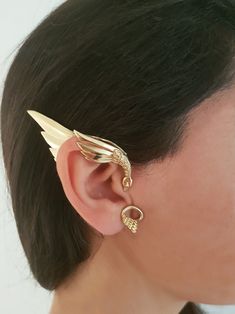 Elven Ear Cuff Brass Ear Ring Festival Jewellery Fairy | Etsy Fantasy Style Single Ear Cuff As Gift, Handmade Gold Elven Jewelry, Handmade Elven Gold Jewelry, Festival Jewellery, Burning Men, Inexpensive Jewelry, Fest Outfits, Chique Outfits, Wrap Earrings