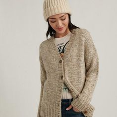 Msrp: $129 Condition: Nwot / Never Worn And Never Washed Color: Mushroom Heather Gray Size: Xs -- Oversized Fit Armpit To Armpit: 20”, Body Length: 26” Gramps Will Give You Anything You Want, But He Draws The Line At His Favorite Cardigan, So Now You Can Be Cozy Too Vneckline Front Button Closure Long Dolman Sleeves Marled Knit Construction Ribbed Placket, Cuffs & Hem 75% Acrylic , 25% Wool Casual Soft Knit Neutral Cardigan, Casual Soft Knit Cardigan In Neutral Color, Casual Knit Neutral Outerwear, Casual Knit Outerwear In Neutral Color, Casual Taupe Cardigan For Fall, Casual Neutral Winter Cardigan, Trendy Neutral Cardigan For Winter, Casual Taupe Winter Cardigan, Trendy Neutral Winter Cardigan