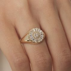 Material: Gold Carat: 14K (585) Solid Gold 14k Baguette Round Signet Ring, 14k Gold Baguette Halo Ring, Round Cluster Ring, Baguette Pave Ring, Baguette Gold Ring, Round Signet Ring  Ring Details 14K Solid Gold Plated is not gold it is real solid gold Gold Color Options; Yellow Gold, White gold, Rose Gold, - All products are made to order in Turkey. - This product is sleek and stylish. It is produced carefully to make you and your loved ones happy. Prepared with love and experience. - All jewelr 14k Gold Baguette Rings With Baguette Diamonds, 14k Gold Baguette Diamond Jewelry, Luxury Baguette Cubic Zirconia Ring, 14k Gold Baguette Cut Signet Ring, Fine Jewelry 14k Gold Baguette Cut Signet Ring, Luxury Rings With Baguette Diamonds, Fine Jewelry Cluster Ring With Baguette Diamonds, 14k Gold Ring With Baguette Diamonds, Oval Rings With Baguette Diamonds In 14k Gold