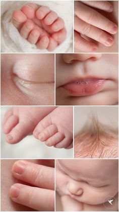 multiple images of baby's hands and feet in different stages of development, from newborn to adult