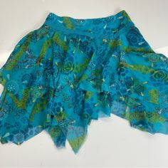 New Without Tag Blue Flowy Skirt For Party, Blue Flowy Party Skirt, Flowy Blue Party Skirt, Casual Blue Flowy Skirt, Casual Flowy Blue Skirt, Fitted Blue Skirt For Spring, Spring Blue Flowy Skirt, Blue Flowy Skirt For Spring, Blue Stretch Asymmetrical Skirt