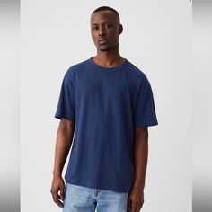 Brand New Gap Relaxed Linen-Blend Crew Neck T-Shirt Gap Men, Linen Blend, Neck T Shirt, Colorful Shirts, Gap, Color Blue, Tee Shirts, Mens Shirts, Man Shop