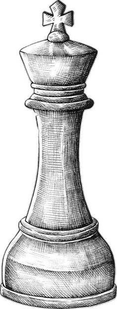 a black and white drawing of a chess piece