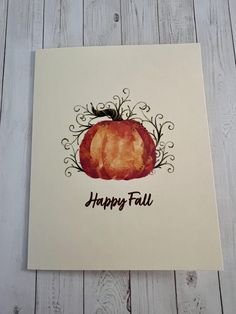 a happy fall card with a pumpkin on it