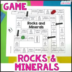 rocks and minerals game for kids with the words rock and minerals on it