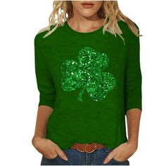 Patlollav Womens St. Patrick's Day T-shirt 3/4 Sleeve Blouse Round Neck Casual Tops 1. It is made of materials,durable enought for your daily wearing. 2. Stylish and fashion make you more attractive. 3. Great for party,Daily,Beach,I am sure you will like it! Gender: Women/Ladies/Lady/Female Party, Everyday, Dates, Vacation, Casual style, suitable for daily, office, work, business,date, and homecoming. Package Content: 1 x Tops Tips: 1. Please compare the detail sizes with yours before you buy!!! Fall Graphic Print Half-sleeve Tops, Spring Green T-shirt With 3/4 Sleeve, Green Casual T-shirt With 3/4 Sleeve, Green Long Sleeve T-shirt For Fall, Green 3/4 Sleeve Shirt For Spring, Green Half Sleeve Tops For Fall, Green 3/4 Sleeve Blouse For Fall, Green Cotton Top With 3/4 Sleeve, Green Half Sleeve T-shirt For Spring