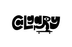 the word clyd is written in black and white with a skateboard on it