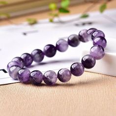 Material: Amethyst Size: 0.4in/10mm Quantity: 19 beads Weight: 30g Amethyst Crystal Bracelet, Ring For Boyfriend, Health Bracelet, Amethyst Bracelet Beads, Aquamarine Bracelet, Amethyst Healing, Drinking Vessels, Word Meaning, Crystal Beads Bracelet