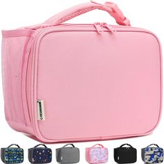 a pink case with multiple compartments and handles