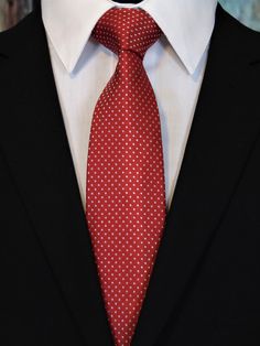 "This 100% silk necktie will make the perfect tie for dad on wedding day. Features a red background with small white squares. Handmade from 100% silk, this special collection features a .75\" Eds Neckties logo at the bottom right front corner of every tie and a larger logo located on the tipping (Back of the tie). The label features the collection name (Nathaniel Alexandria) Named after my son Nathaniel and my daughter Alexandria. Expertly hand-made from 100% silk you can select your length from Make A Tie, Purple Gothic, Goth Wedding, Wedding Ties, Silk Necktie, Day Wedding, Red Background, My Son, Necktie