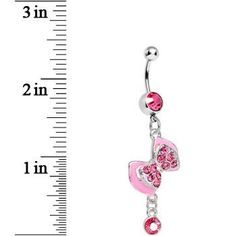 Dress up your belly ring collection with this cute pink bowtie navel ring. A pink gem barbell dangles a matching tilted gem bow with a pink acrylic background. Also features an additional round gem hanging underneath. Pierced body jewelry belly button rin Specifications 14 Gauge (1.6mm), 7/16" (11mm), 316L Surgical Grade Stainless Steel, 5mm Ball Pink Dangle Belly Rings As Gift, Pink Dangle Belly Rings For Gift, Adjustable Pink Body Jewelry For Gift, Back Dermal Piercing, Pink Bowtie, Acrylic Background, Jewelry Promotion, Dangle Belly Rings, Pink Bow Tie