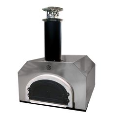 The Chicago Brick Oven CBO 500 Countertop Wood Fired Pizza Oven features a modern stainless steel design with a black chimney and front-loading door. It boasts sleek Countertop Wood, Mobile Pizza Oven, Outdoor Countertop, Chicago Brick, Wood Burning Pizza Oven, Wood Fired Cooking, Pizza Oven Accessories, Wood Burning Oven, Cooking Kit