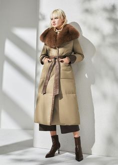 Stay warm and stylish with this luxurious fox fur collar mid-length coat! Crafted from genuine leather and down-filled for extra warmth, this coat is the perfect winter companion for chic ladies. Natural fox fur collar Genuine lamb leather Lined, with 90% goose down and 10% feather fill Front button closure with a belt Front flap pockets Women's winter outerwear Item #310245 Size info XS=US2=UK6=EU32 S=US4-6=UK8-10=EU34-36 M=US8-10=UK12-14=EU38-40 ★★ It would be helpful if you provided your heig Outerwear Women Winter, Winter Outerwear, Fox Fur, Fur Collars, Winter Women, Stay Warm, Mid Length, Duvet, Fox