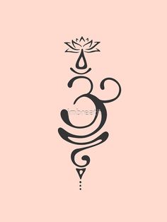 the om shan symbol is shown in black on a pink background