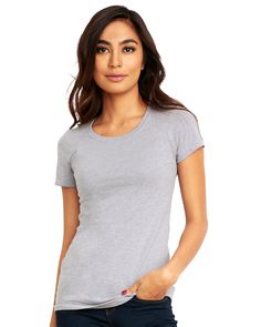 Ladies' Ideal T-Shirt - HEATHER GRAY - S | Next Level Women's Ideal T-Shirt in Heather Grey Size Small | 60% combed ring spun cotton, 40% polyester Coach Shirts, Farmer Shirt, Handmade Shirts, Screen Printing Shirts, Gym Shirts, Sleeves (women), Mama Shirt, Grey Women, Knit Set