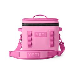 a pink yeti cooler bag on a white background