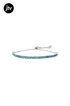 3.41ctw Round London Blue Topaz Sterling Silver Bolo Bracelet. No Closure. Elegant Adjustable Blue Topaz Bracelets, Fine Jewelry Blue Topaz Bracelets, Fine Jewelry Blue Topaz Round Bracelets, Bolo Bracelet, No Closure, London Blue Topaz, London Blue, Blue Topaz, Topaz