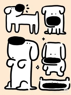 some black and white drawings of dogs