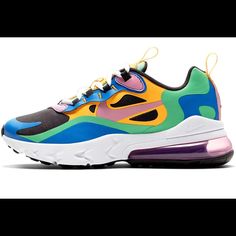 Nike Air Max 270 React (Gs) Shoes . Brand New In Box . Nike Air Max 270 React (Gs ) Running Shoes/ Sneakers . Style # Cu4668 - 001 . Color Is Multi Us Youth Unisex Kid's Size 5.5y , Uk 5 , Cm 24 , Br 36 And Eur 38 Women's 7. Us Youth Unisex Kid's Size : 6.5y , Uk 6, Cm 24.5 , Br 37.5 And Eur 39 And Women's Size 8 . Us Youth Unisex Kid's Size : 7y, Uk 6 , Cm 25 , Br 38 And Eur 40 And Women's Size 8.5 . Dynamic Multicolor Custom Sneakers With Boost Midsole, Nike Multicolor Athleisure Sneakers, Multicolor Jogging Sneakers With Boost Midsole, Multicolor Sneakers With Boost Midsole For Jogging, Nike Air Max Multicolor Sneakers, Multicolor High-top Sneakers For Training, Nike Multicolor Athleisure Running Shoes, Multicolor Boost Midsole Sneakers, Multicolor Athleisure Sneakers With Boost Midsole