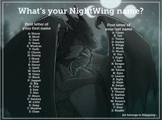 an image of a dragon with the words what's your nightwing name?