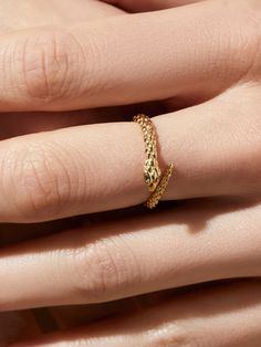 Gold Snake Ring - Cleo | Ana Luisa Jewelry Daily Wear Rings, Gold Snake Jewelry, Wedding Ring Stack, Snake Ring Gold, Medusa Costume, Wear Rings, 2024 Jewelry, Dream Wedding Ring, Golden Rings