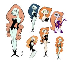 some cartoon characters with different hair colors