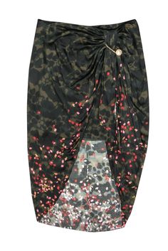 Current Boutique-Mother of Pearl - Camo Floral Midi Skirt w/ Pearl Brooch Sz 14 Green Drapes, Size 12 Uk, Floral Midi Skirt, Pearl Brooch, Mother Pearl, Pink And Red, The Pearl, Green Skirt, Mixing Prints