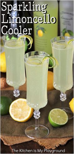 Sparkling Limoncello Cooler Limoncello Recipe, Champagne Cocktail, Cocktail Drinks Recipes