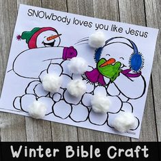 the snowman loves you like jesus printable bible craft for kids to make with cotton balls