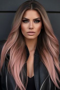 gromming Blonde Fashion, Beautiful Haircuts, Pink Highlights, Long Hai, Nails Makeup, Haircut Hairstyle, Happy Hair, Rose Gold Pink, Roasts