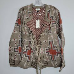 Miss Me Vintage Aztec Southwest Tan Multicolor Print Fringe Cardigan Sweater Women's Size M Nwt - New With Tags Pit To Pit - 23" Shoulder - 16" Sleeve - 26" Length - 27" Beige Bohemian Sweater For Fall, Bohemian Beige Sweater For Fall, Beige Bohemian Cardigan For Fall, Bohemian Beige Cardigan For Fall, Rust Cardigan, Turquoise Cardigan, Y2k Cardigan, Embellished Cardigan, Poncho Cardigan