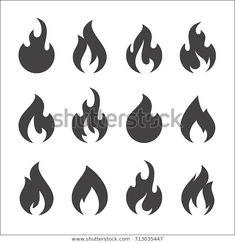 fire flames icons set in black on white background - stock photo and royalty images for free