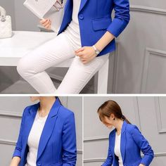 Elegant Blue Blazer Coat on Luulla Elegant Solid Color Outerwear For Office, Spring Blue Office Lady Blazer, Blue Solid Color Blazer For Office, Blue Office Blazer Solid Color, Spring Office Lady Blue Blazer, Blue Office Blazer With Solid Color, Blue Solid Color Office Blazer, Elegant Solid Color Winter Blazer, Elegant Winter Blazer In Solid Color