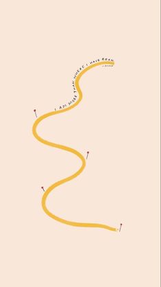 a drawing of a winding yellow road with words written on it and an arrow pointing to the right