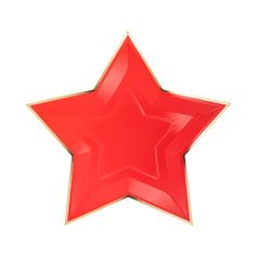 a red star shaped paper plate on a white background