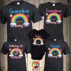 "RAINBOW FAMILY SHIRTS PLEASE PROVIDE THE AGE-NAME AND GENDER FOR EX. BIRTHDAY GIRL OR BIRTHDAY BOY PLEASE CHECK CHART SIZE FOR ACCURATE SIZE SELECTION. ♥ Man WHITE T-shirts * Youth WHITE T-Shirts ✔Brand: Fruit of the Loom *5 oz., pre-shrunk 100% cotton *High-density fabric for exceptional print clarity *Seamless 1x1 ribbed collar *Shoulder-to-shoulder taping *Double-needle stitched sleeves, bottom hem and front neck *Quarter-turned --------------------------------------------------------------- Multicolor Custom Print Tops For Birthday, Multicolor Letter Print Shirt For Birthday, Multicolor Cotton Tops For Birthday, Multicolor Family Matching Tops For Birthday, Family Matching Multicolor Tops For Birthday, Multicolor Tops For Birthday, Multicolor Funny Print Top For Birthday, Multicolor Tops With Funny Print For Birthday, Multicolor Graphic Print Top For First Birthday