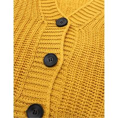 Yellow Chunky Open Front Button Cardigan Yellow Buttoned Cardigan, Yellow Buttoned Sweater For Fall, Fall Yellow Sweater With Buttons, Yellow Sweater With Button Closure For Winter, Yellow Casual Cardigan With Buttons, Casual Yellow Cardigan With Buttons, Casual Yellow Sweater With Button Closure, Shoulder Cardigan, Chunky Sweater Cardigan