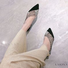 Lasaky - Low Heel Fashion Shoes with Soft Soles and Pointed Toe Design Women's Casual Shoes, Sandals Casual, Rhinestone Sandals, Low Heel Shoes, Pu Heels, Thick Heels, Toe Sandals, Toe Designs, Casual Sandals