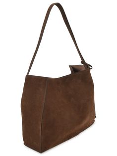 Chiusura Shoulder Bag from Studio Nicholson Calf Leather Bag With Magnetic Closure For Work, Modern Suede Shoulder Bag With Magnetic Closure, Chic Rectangular Suede Bucket Bag, Brown Top Handle Bag With Magnetic Closure, Formal Rectangular Suede Shoulder Bag, Chic Calf Leather Bag With Magnetic Closure, Luxury Suede Hobo Bag For Shopping, Chic Suede Shoulder Bag With Magnetic Closure, Brown Leather Bucket Bag With Magnetic Closure