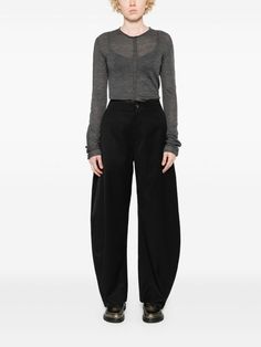 Barrel leg pants    54% viscose 46% cotton    made in italy Cashmere Jumper, Tailored Design, Trouser Pants Women, Black Trousers, Casual Trousers, Engineered Garments, Knit Tanks, Dance Wear, Trousers Women