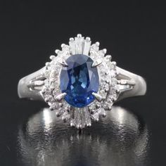 Gia Certified, See Attached Gia Certificate Comes With The Gia Origin Report New With Tags, Tag Price $9500 Gia Certified, 1.36 Ct High-Quality Ceylon Blue Sapphire Diamond 0.38 Cwt, High Quality, Stamped D0.38 Solid Platinum, Stamped Pt900 Head Turner, Statement Piece. Size 5.75 Us Size And Can Be Re-Sized By Your Local Jeweler Blue Diamond Cluster Ring For Formal Occasions, Formal Blue Diamond Cluster Ring, Blue Gia Certified Diamond Ring For Formal Occasions, Elegant Blue Diamond Ring With Accents, Luxury Blue Sapphire Ring For Formal Occasions, Elegant Blue Sapphire Ring For Formal Occasions, Elegant Gia Certified Cluster Sapphire Ring, Timeless Blue Diamond Ring With Accents, Elegant Cluster Sapphire Ring, Gia Certified