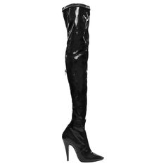 SAINT LAURENT Aylah 110 Runway black vinyl thigh high boots EU37 Reference: TGAS/D00743 Brand: Saint Laurent Designer: Anthony Vaccarello Model: Aylah 110 Collection: Fall 2020 - Runway Material: PVC Color: Black Pattern: Solid Closure: Zip Extra Details: Aylay 110. Black. Over Knee boots. Vinyl PVC boots. Pointed toe. Back zipper closure. 110mm slim heel. Made in: Italy CONDITION: Condition: Unworn in mint condition, without tags. SIZING Designer size: EU37 Size reference: EU37 / US7 / UK4 / JP Edgy Fitted Patent Leather Boots, Fitted Thigh High Patent Leather Boots, Party Patent Leather Fitted Knee-high Boots, Party Fitted Patent Leather Knee-high Boots, Fitted Patent Leather Knee-high Boots For Night Out, Patent Leather Knee-high Boots For Night Out, Knee-high Patent Leather Boots For Night Out, Knee-high Patent Leather Heeled Boots For Night Out, Shiny Black Fitted Boots For Party