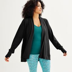 This women's French terry wrap from Tek Gear is the perfect layering piece for all day wear, from home to the gym and everywhere in-between! Click on this WOMEN'S GUIDE to find the perfect fit and more! TECHNOLOGIES & FEATURES Open-front cardigan closure Ribbed cuffs Long sleeves with thumbholes 2 front pockets Banded hem Moisture-wicking technologyFIT & SIZING 32 1/2 in. length from hip to shoulders Relaxed fitFABRIC & CARE Polyester, rayon, spandex Machine wash - delicate Imported Size: Xxl. C